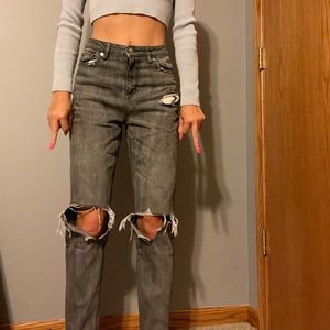 American eagle grey mom jeans